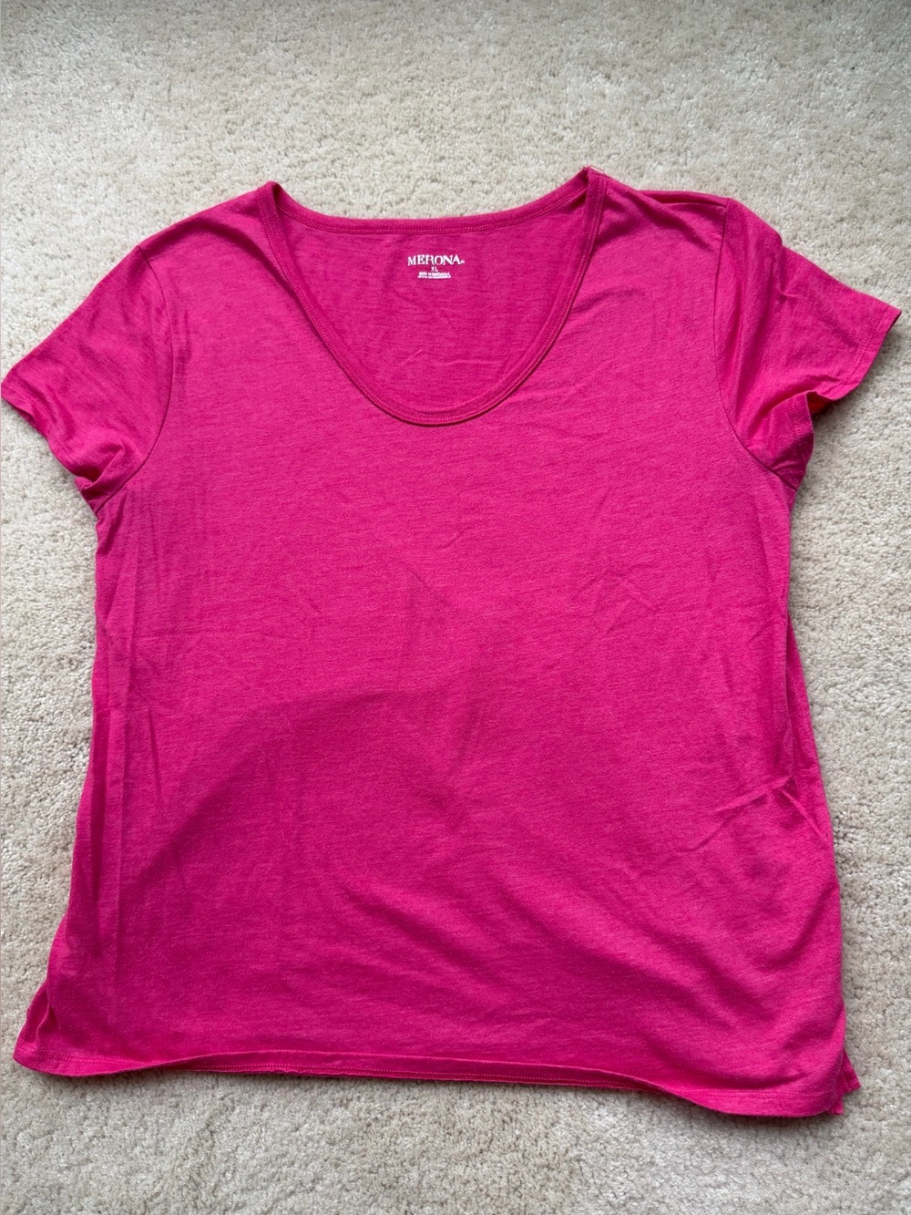 Merona Women’s Pink V-Neck Tee Shirt - Size XL - GUC - Cotton/Polyester Blend